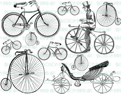 Bicycles Vintage Bicycle Digital Images Graphics Illustrations