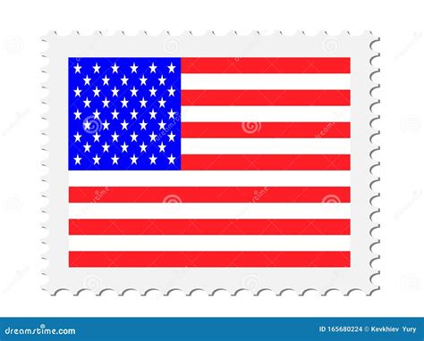 Postage Stamp With American Flag Vector Illustration Eps 10 Stock
