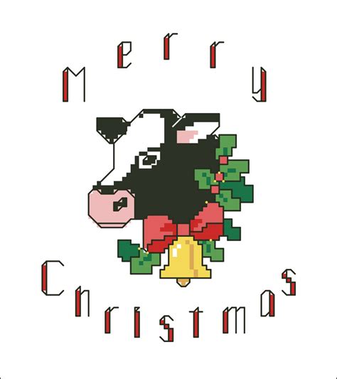 Merry Christmas Cross Stitch Pattern Pdf Counted Cow Cross Etsy