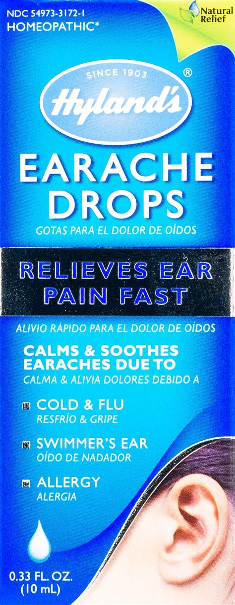 Hylands Earache Drops Natural Relief Of Cold And Flu White 033 Fl Oz