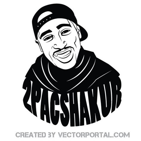 2pac Shakur Vector Portrait Hip Hop Artwork Tupac Art Skulls Drawing