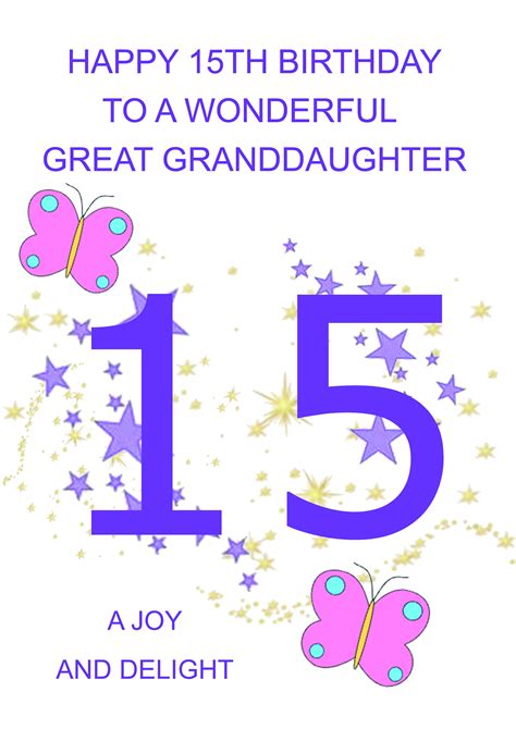 Great Granddaughter 15th Birthday Card
