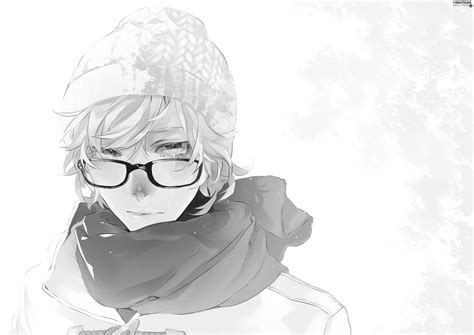 Grayscale Anime Boy Glasses 4092x2893