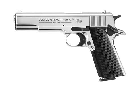 Colt Government 1911 Polished Chrome Schreckschuss Pistole 9mm Pak
