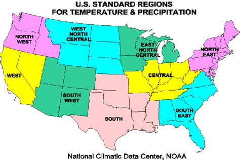 Map Showing Climatologically Homogeneous Regions Over Continental Us