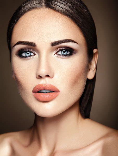 Sensual Beautiful Woman Model Lady With Fresh Daily Makeup And Clean Healthy Skin Face Stock