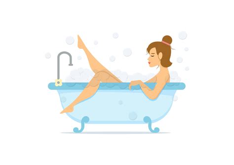 Woman Taking A Bubble Bath And Relaxing In A Bathtub Isolated On White Background 19812562