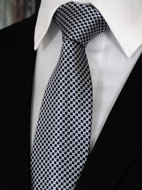 Black And Silver Ties Mens Black And Silver Silk Necktie Neck Tie