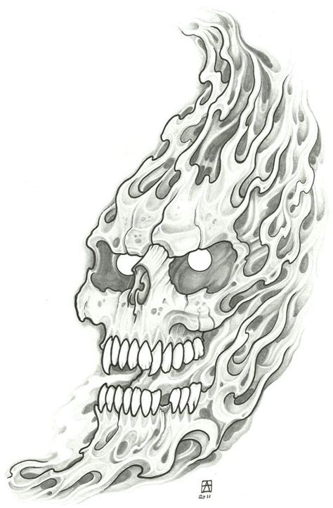 Flaming Skull Tattoo 2011 Demon Tattoo Evil Skull Tattoo Skulls Drawing