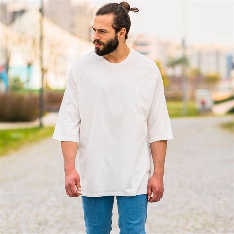 Herren Basic Oversize T Shirt In Weiß