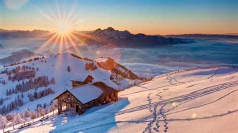See latest switzerland ski conditions, updated daily with snowfall totals, snow depths, open lifts the table below shows the snow cover in switzerland. Wallpaper : sunlight, mountains, sunset, snow, winter, sunrise, morning, cabin, Switzerland ...