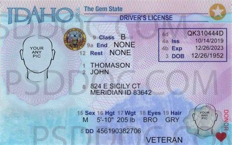 Usa Idaho Driver License Front Back Sides Psd Store