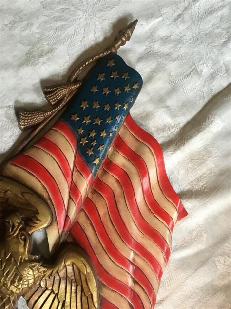 vtg 1968 sexton american flag eagle gold cast metal plaque patriotic usa 2027721763