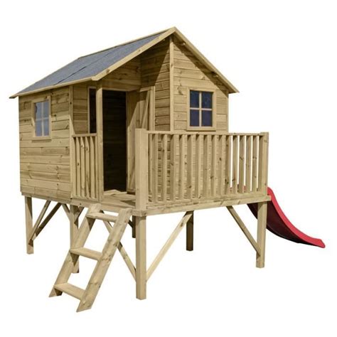 Cabane en bois Luka avec toboggan - Achat / Vente ...