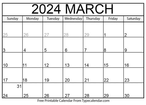 Free Printable March 2024 Calendars Download