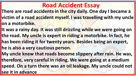 A Road Accident Essay For Class With Quotes Englishan