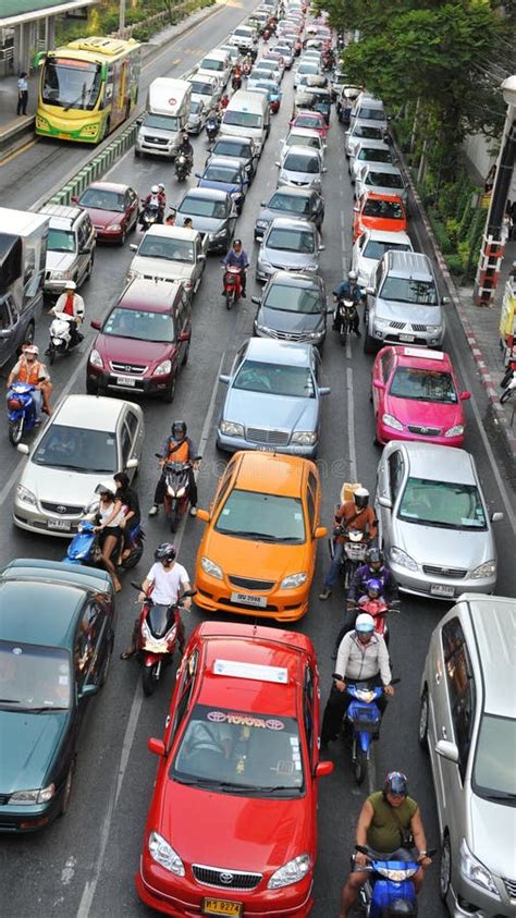 Traffic Moves Slowly On A Busy Road In Bangkok Editorial Image Image
