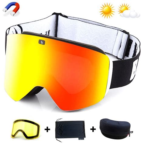 2022 Magnetic Lens Ski Goggles With Double Layer Polarized Lens Skiing Anti Fog Snowboard