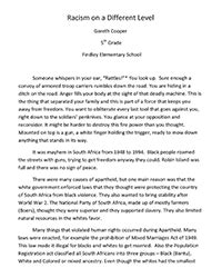 This essay has been submitted by a student. Essay about racism