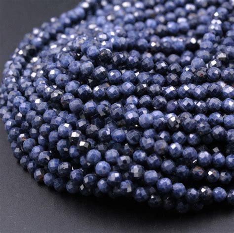 High Quality Natural Blue Sapphire Round Beads 2mm 3mm 4mm 5mm 6mm Fac