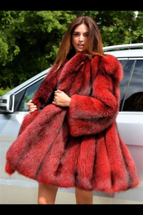 Red Hot Chic Fur Coats Women Coats For Women Black Fur Coat