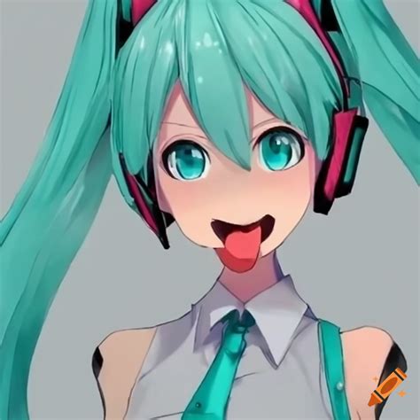 hatsune miku with tongue out on craiyon