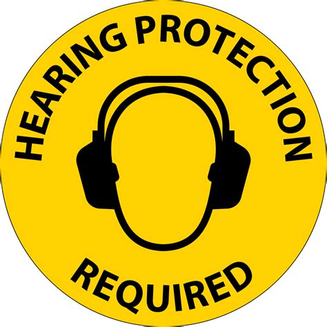 Caution Hearing Protection Required Sign On White Background 11449402