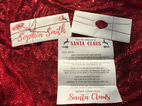 Personalized letter from Santa, Elf letter, wax seal, glitter, Letter to child, custom letter ...