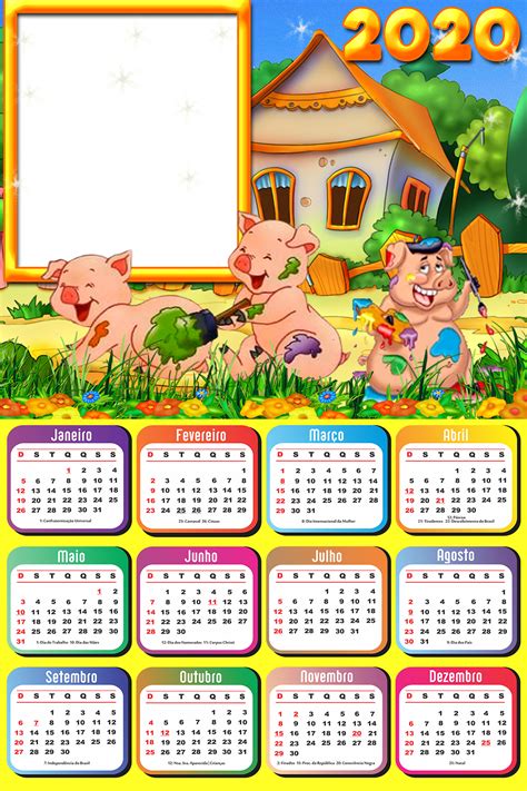 Moldura Png Calendário 2020 Os Três Porquinhos Imagem Legal