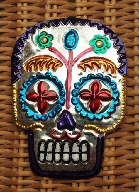 Mexican Folk Art Decoration Tin Skull Day Of The By Mylunamexicana