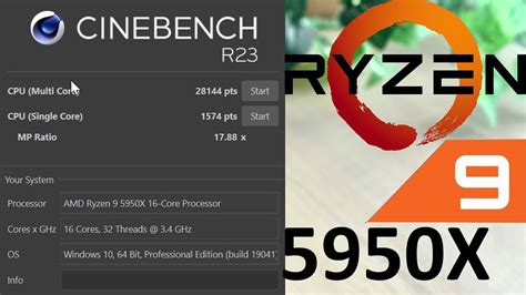 Amd Ryzen 9 5950x Cinebench R23 Benchmark Youtube