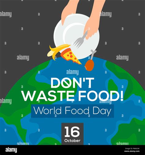 World Food Day Poster Design Dont Waste Food Vector Illustration