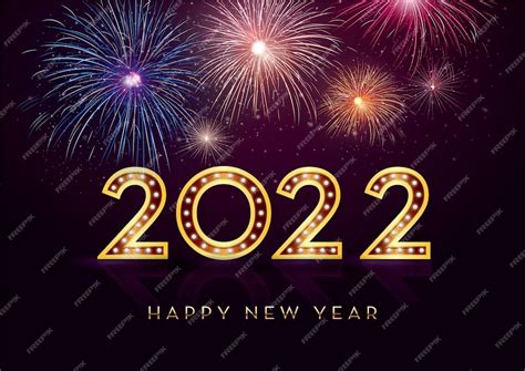 Gelukkig Nieuwjaar 2022 En Vuurwerk Met Tekstruimte Op Een Kleurrijke