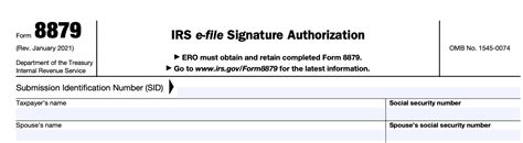Irs Form 8879 Instructions Irs E File Signature Authorization