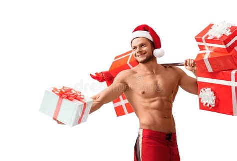 Het Naakte Sexy Kerstman Tonen Stelt Hij Heeft Voor Stock Afbeelding Image Of Santa Buik