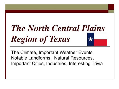 Ppt The North Central Plains Region Of Texas Powerpoint Presentation