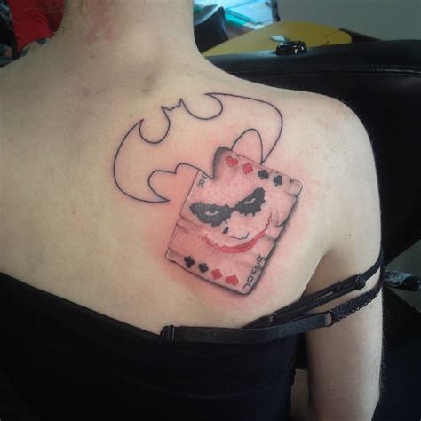 One Of The More Simple Joker Tattoos The Outline Of The Bat Symbol And