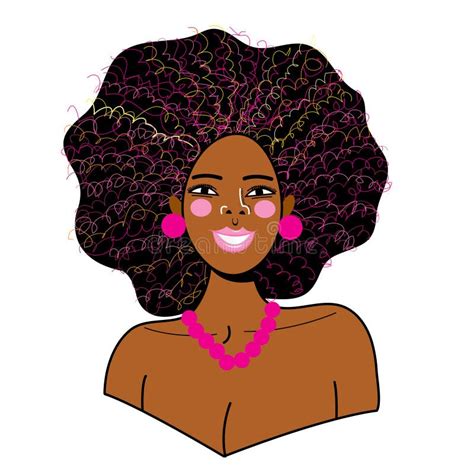 Vector Portrait Of A Young Beautiful African Woman With A Hairstyle