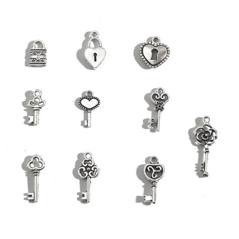 Stuks Hoge Kwaliteit Stijlen Mix Size Antiek Zilver Plated Zinklegering Key Lock