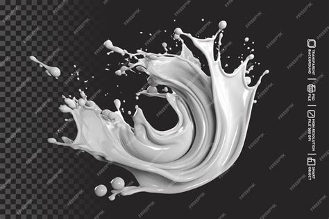 Premium Psd Realistic Milk Splashes Or Wave With Drops And Splatters