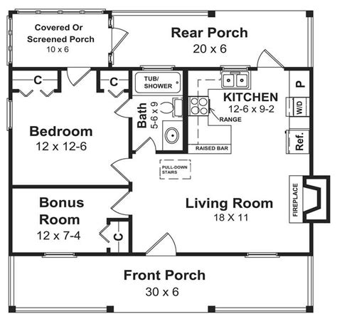 600 Sq Ft House Plan Small House Floor Plan 1 Bed 1 Bath 141 1140