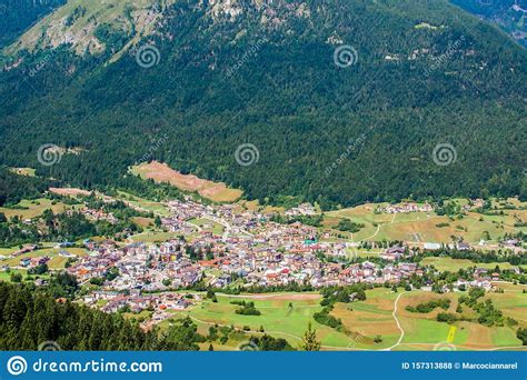 Aerial View Of Andalo In The Dolomites Italy Stock Photo Image Of