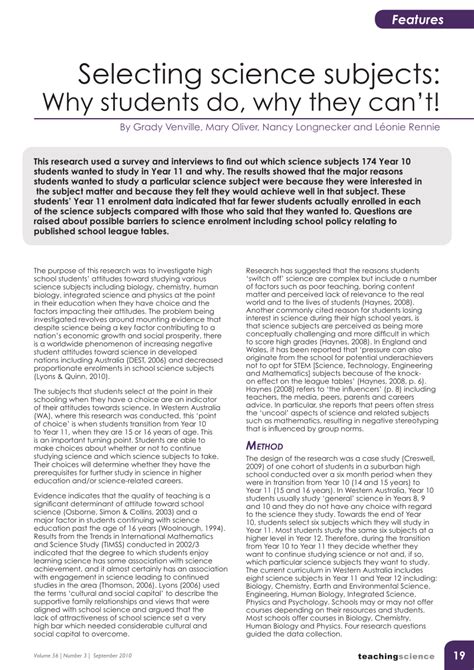 Pdf Selecting Science Subjects Why Students Do Why They Cant