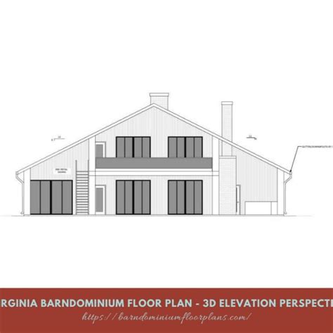 Virginia Barndominium Loft And Balcony Floor Plan And 3d Elevation