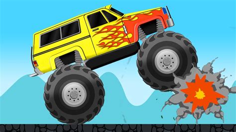 Monster Truck Animation For Kids Stunts And Actions For Children