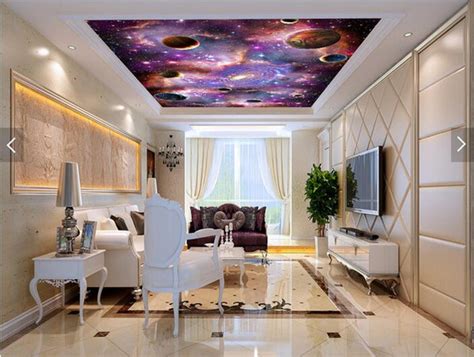 Space Galaxy 3d Ceiling Ceiling Mural Large Mural Wallpaper Living Room