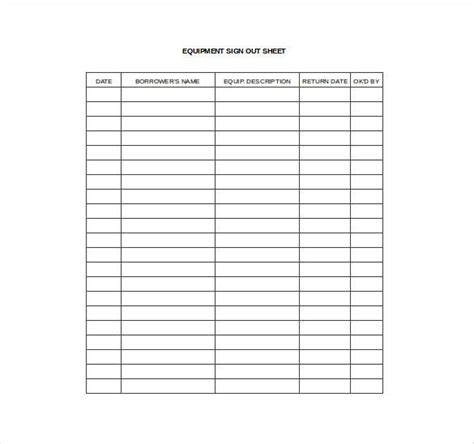 Sign Out Sheet Template 16 Free Word Pdf Documents Download Free
