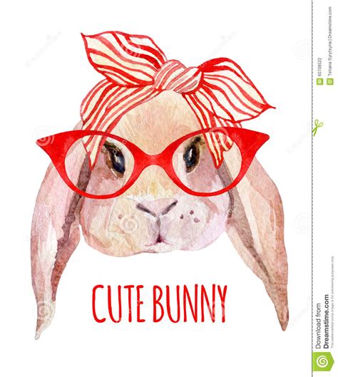 Download Rabbit Head In Glasses Stock Illustration - Image: 60708522