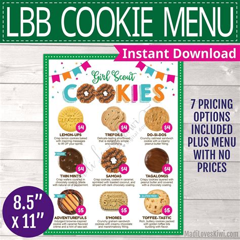LBB Girl Scout Cookie Menu Instant Download X Etsy Australia