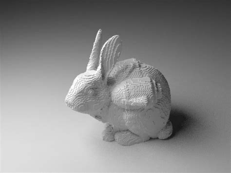 3d Printed 8 Bit Pixel Pixelized Jetpack Bunny With Dissolvable Material By Min Chieh Chen